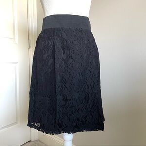 NWT DOWNEAST Black Lace Skirt, Knee Length Skirt, Black Skirt, Elastic Waistband
